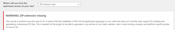 Error message that the zip extension is missing