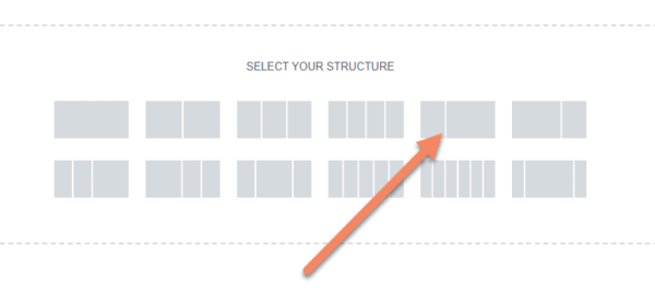 Elementor row structure with arrow pointing to one third, two thirds