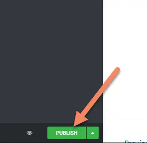 Arrow pointing to elementor publish button