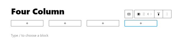 Final four equal column layout with the new column being the last in the row