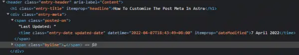 code showing updated date with published date not rendered